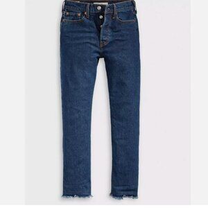 Levi's NEW Wedgie Straight Ankle Raw Hem Medium Wash Denim Jeans Women's size 25